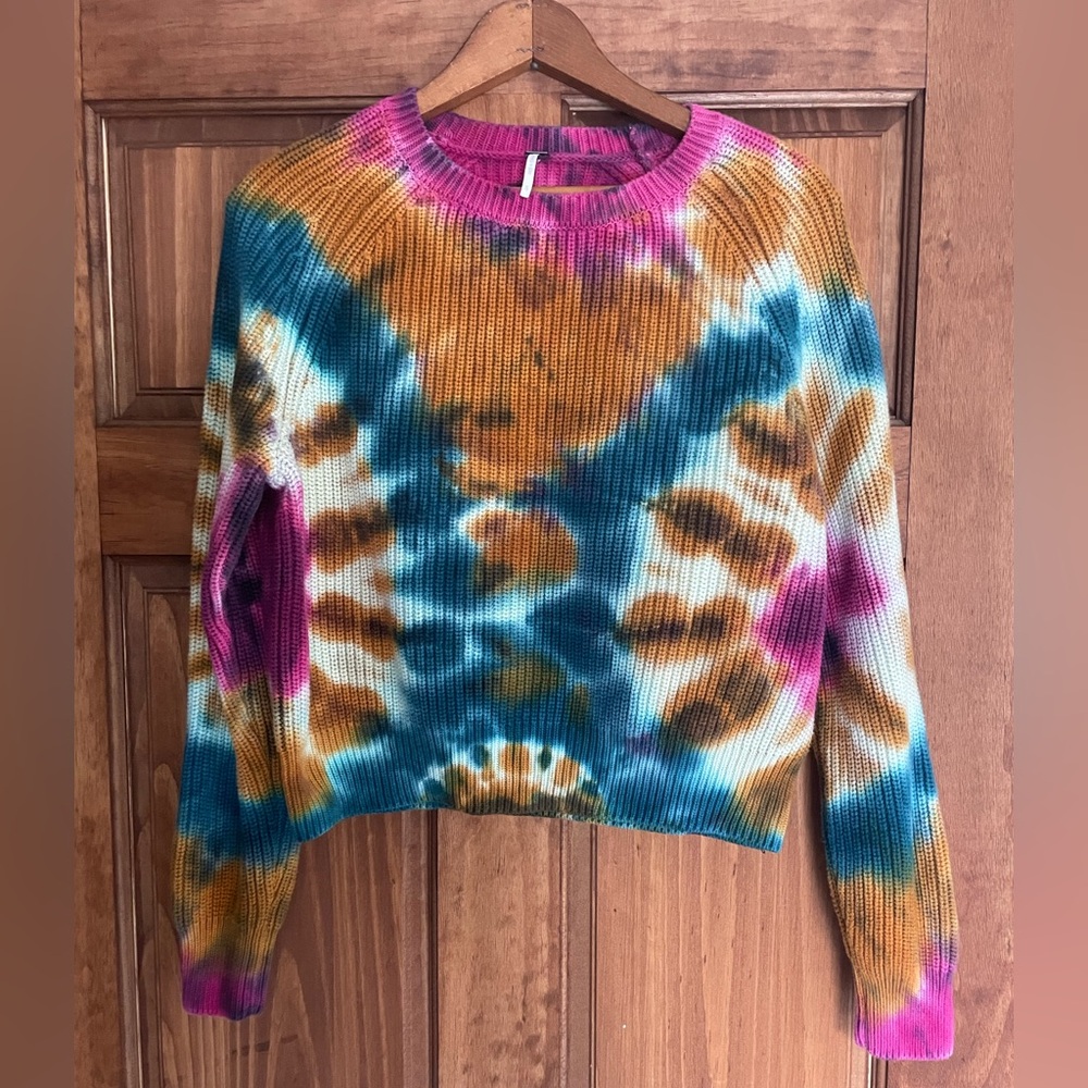 Young Fabulous & Broke Chunky Cable Knit Sweater, Tye-Dye,Hippie,Retro. Size:M